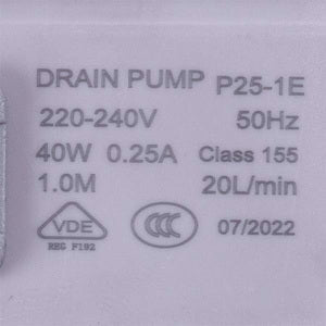 Drain Pump washing machine 292090 Pump 40W P25-1E 0.2A (copper winding)