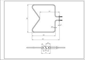 Bottom pan 480121100591 1150W 230V B=350mm L=350mm for Whirlpool oven
