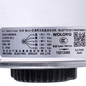 C&H air conditioner unit fan motor 15012466 ZWA138D84A(FN20V-ZL) 20W 310V, rod 8x37mm