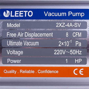 Vacuum pump with pressure gauge LEETO 2XZ-4A-SV (2 stages 226 l/min.)