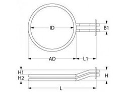 Heat for combi steamer Electrolux, Zanussi 415654 5666W 230V flange 80x45mm