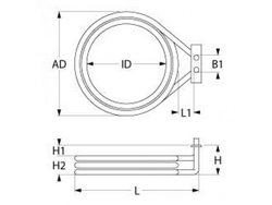 Heat for combi oven, convection oven Wiesheu-Wiwa 415823 8000W 380V flange 70x22mm