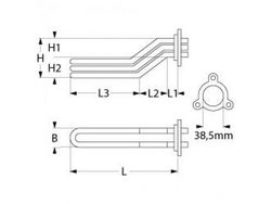Boiler heater for dishwasher Dihr, Angelo-Po, Silanos 416268 6000W 230V L=360mm B=34mm