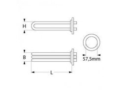 Boiler heater for dishwasher Dihr, Kromo 415264 6000W 230V L=480mm B=33mm