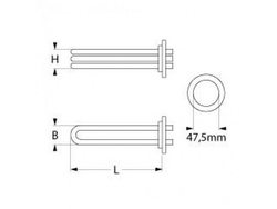 Boiler heater for dishwasher Kupperbusch, Meiko 415693 3000W 230V L=220 B=30mm
