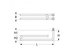 Heating element of tank, bath for dishwasher Luxia 1000W, 230V, flange M10x1 corner.