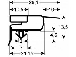 Уплотнитель двери резинка для холодильного стола Electrolux, Zanussi MLP, TAV серии 382х582мм проф.9773