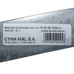 Smuga grounding steel galvanized 40x4 CYNK MAL 1.29 kg/m (Price per 1 kg)