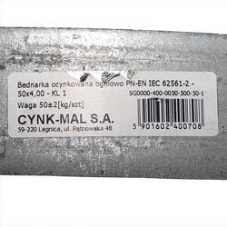Smuga grounding steel galvanized 50x4 CYNK MAL 1.6 kg/m (Price per 1 kg)