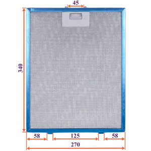 Grease filter for hood (metal) 270x340x8mm (for clips, universal)