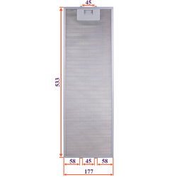 Grease filter for hood (metal) 177x533x8mm (for clips, universal)