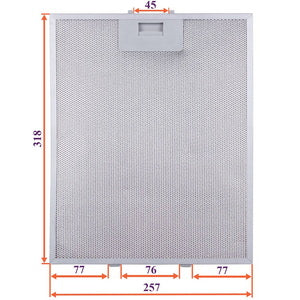 Grease filter for hood (metal) 257x318x8mm (for clips, universal)