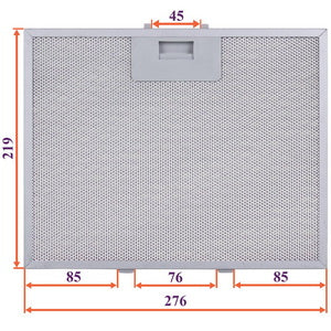 Grease filter for hood (metal) 276x219x8mm (for clips, universal)