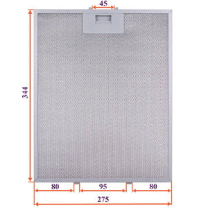 Grease filter (metal) for hood 275x344x8mm (under latches, universal)