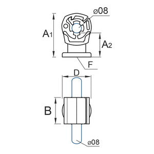 Plastic wire holder M8 01/8 PL gray