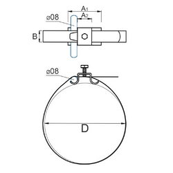 Universal pipe clamp made of stainless steel 15/Ni
