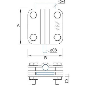 Clamp strip 40mm/wire D=8-10mm galvanized steel 44/8.3 OC