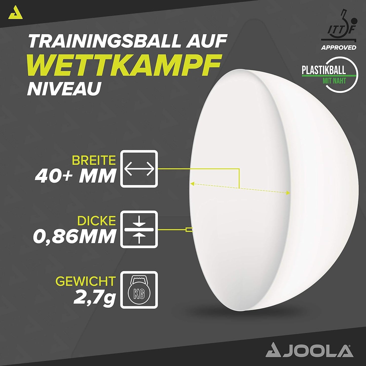 М'ячі для настільного тенісу Joola Magic ABS 40+ White 144 шт (44217)