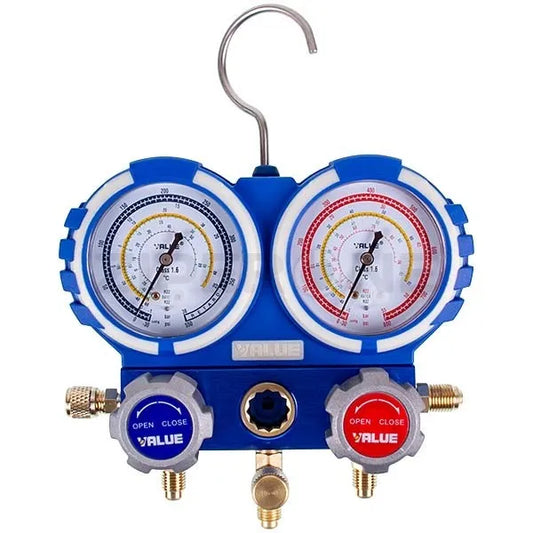 Manometric manifold 2-valve VALUE VMG-2-R32В-NEW + hoses 3pcs.x1500mm (R32 R410 R22)