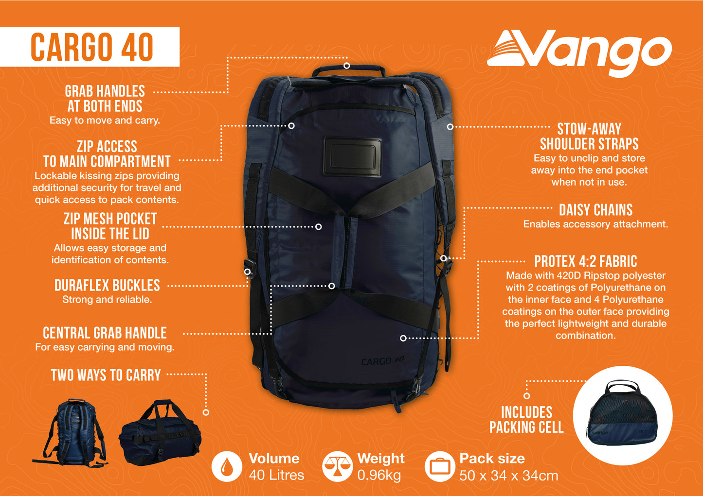 Travel bag Vango Cargo 40 Moonlit Ocean (RUUCARGO0000004)