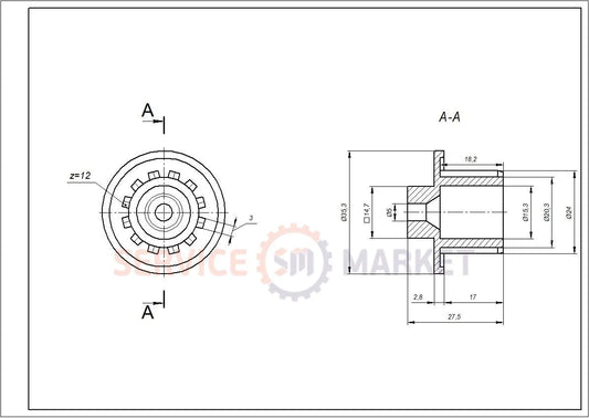 Safety clutch for a Zelmer grinder 00792328 ZMMA400W (86.1203)