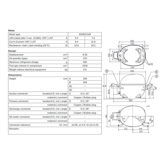 Danfoss NL8.4FT R134 (Tropical 105G6040) (8,35 cm3)