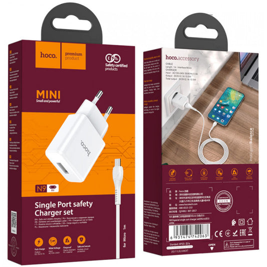 Home Charger 2.1A 1U Micro Cable (1m) Hoco N9 – White