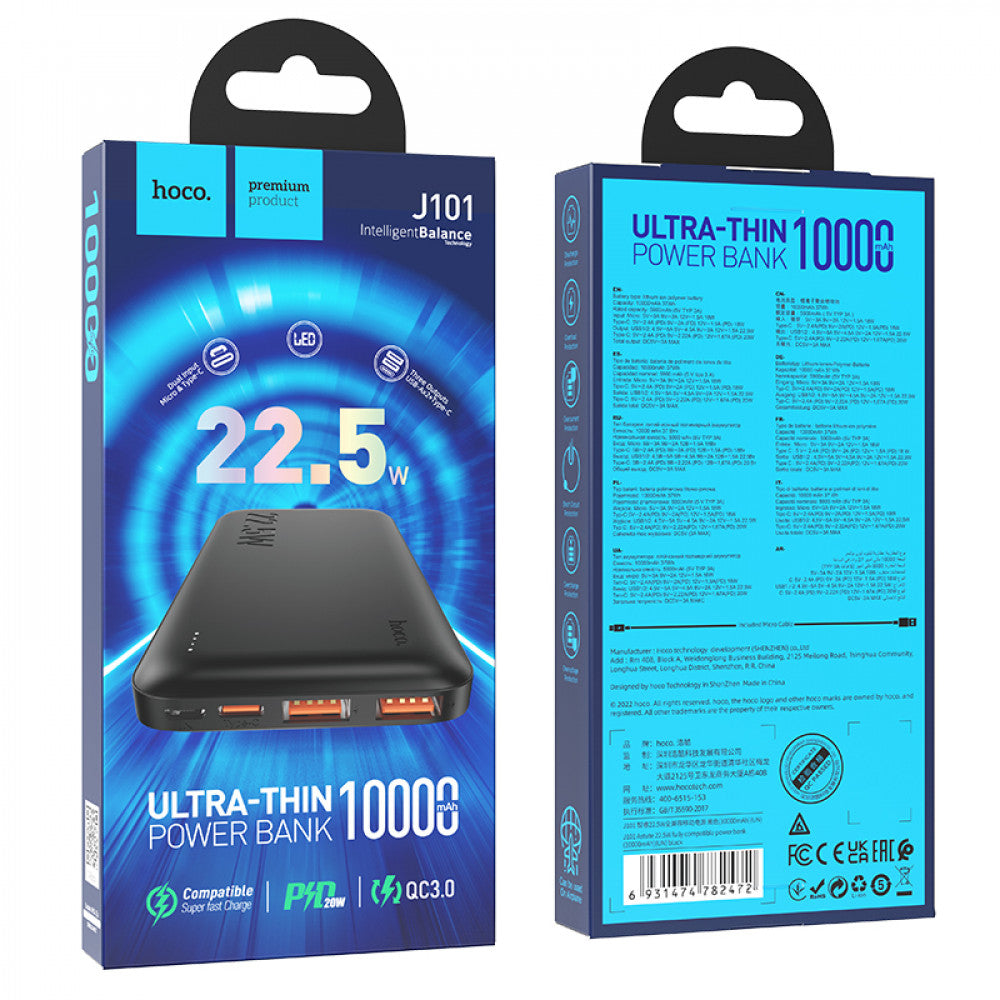 Power Bank 10000 mAh | 22.5W – Hoco J101 – Black