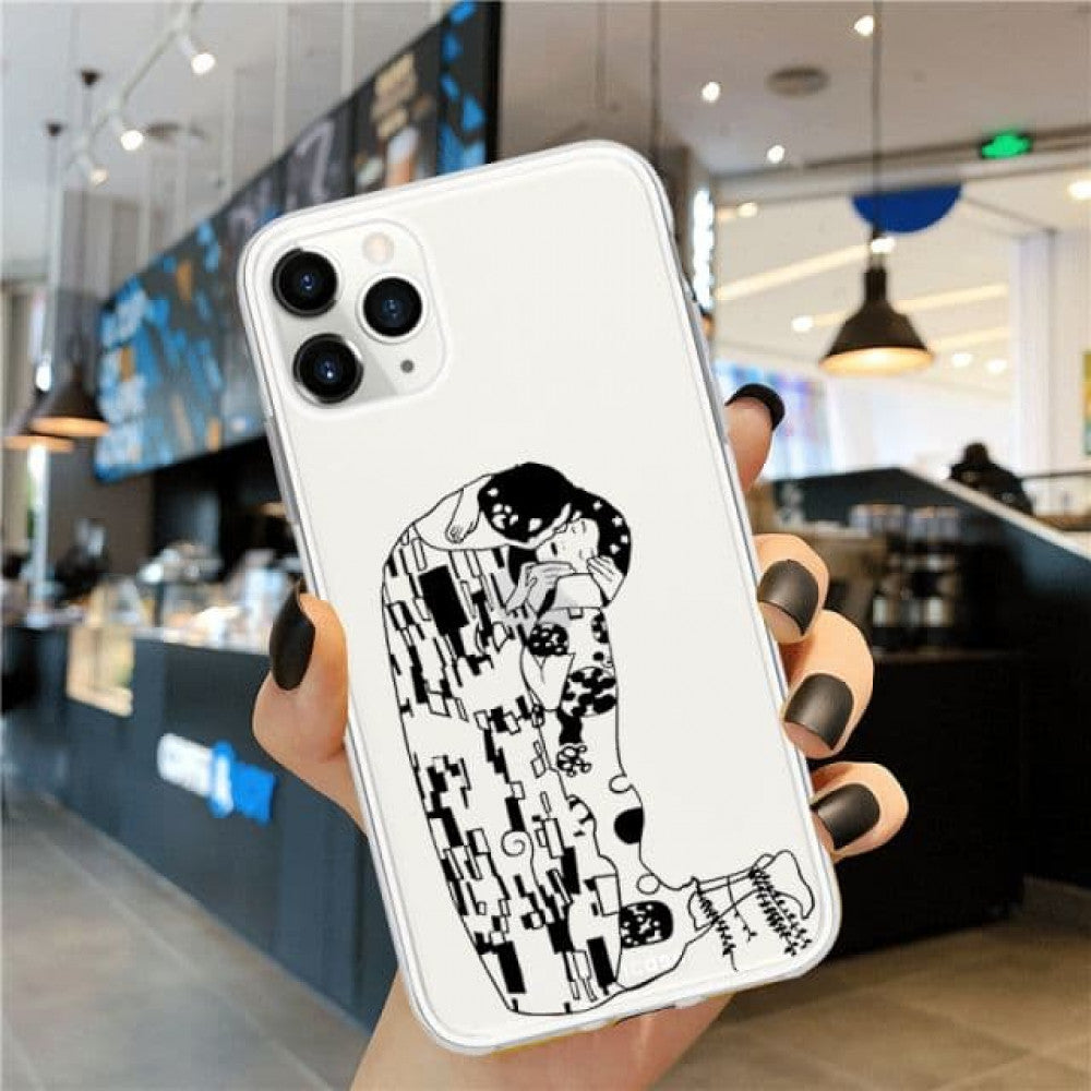 Abstract geometric art line TPU case iPhone 13 6.1" – Heart 1