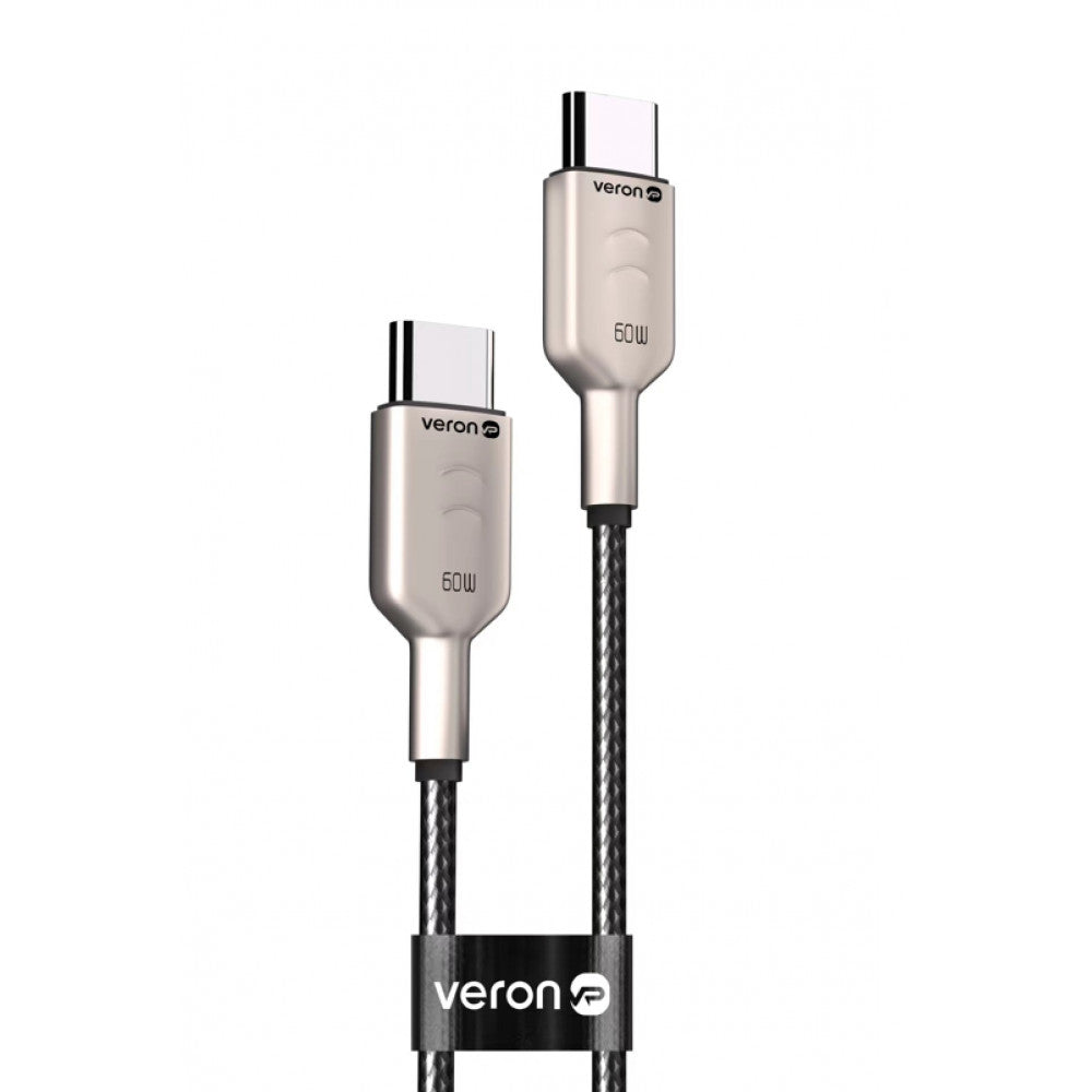 USB C to C Cable 60W PD (1m) Veron CC04 Nylon – Black