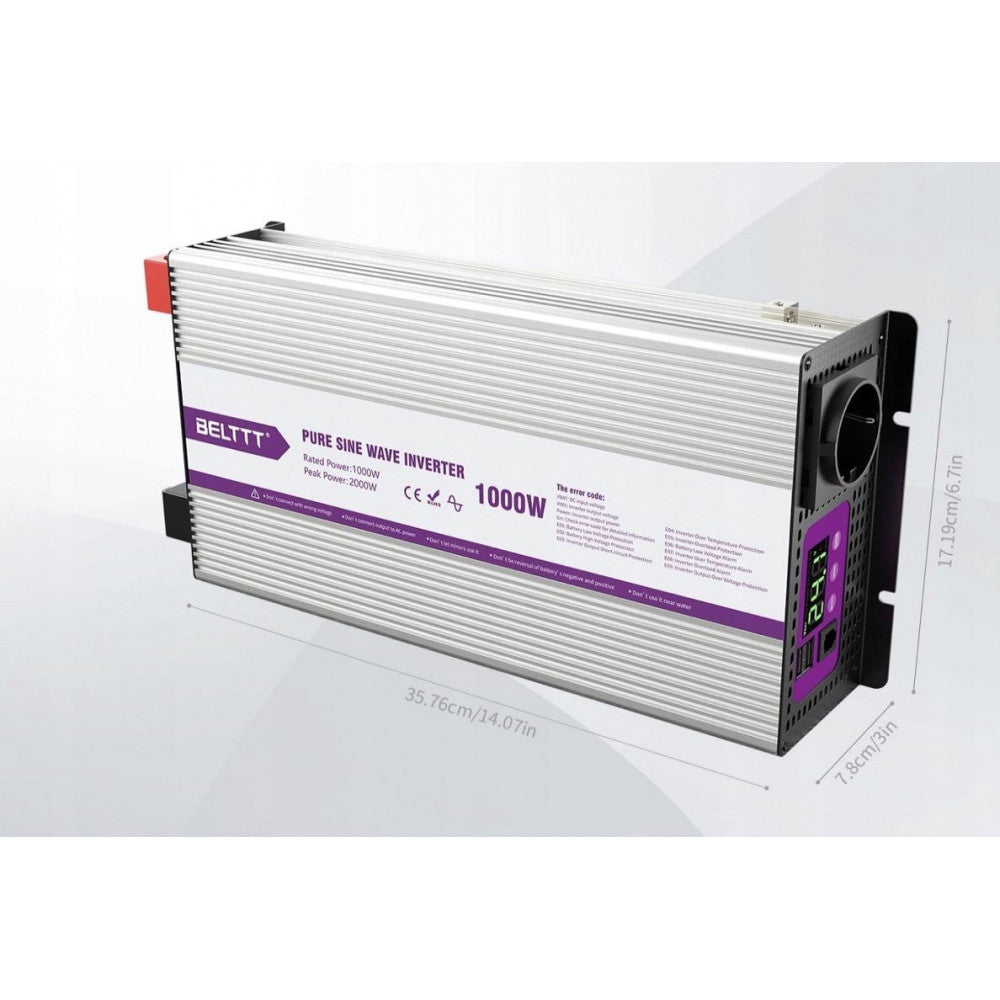 Power inverter BELTTT rated power 1000W peak 2000W (true sine)