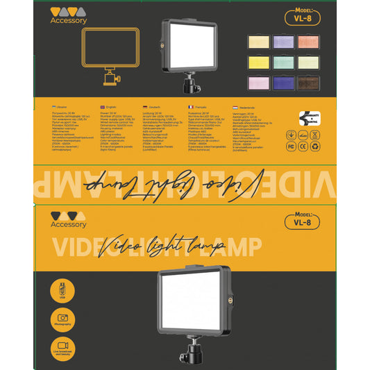 Лампа видеосвет LED 16 cm 6" Viva VL16| 9 color filters | 120 Lights | USB | 12W,2V