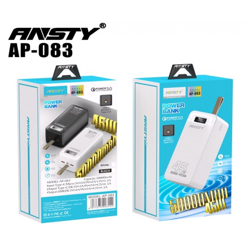 Power Bank 50000 mAh | 45W — Ansty AP-083 — Black