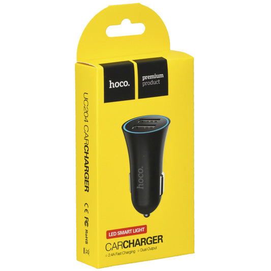 Car Charger 2.4A 2U Hoco UC204 – Black