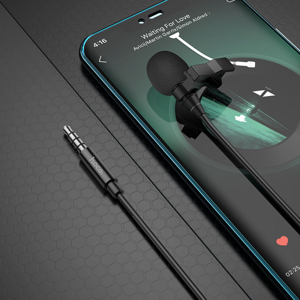 Microphone for phone 3.5mm Hoco L14 Lavalier — Black