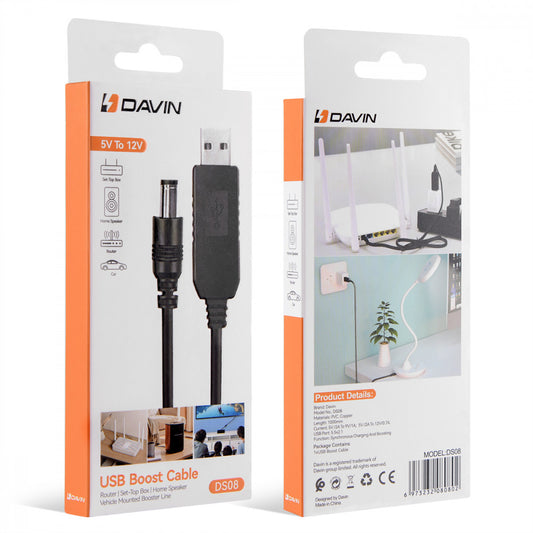 Router Power Cable USB to DC 5.8mm Davin DS08 – 5V to 12V Davin DS08