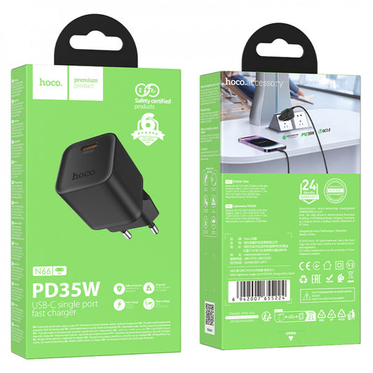 Home Charger | 35W | PD — Hoco N66 — Black