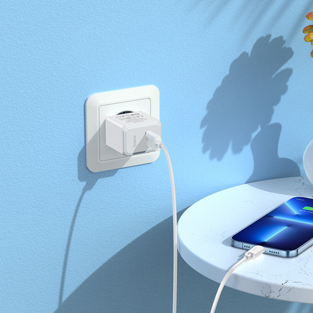 Home Charger | 2.1A | 1U | Lightning Cable (1m) – Hoco CS11A – White