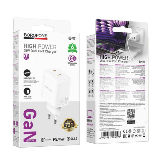 Home Charger 45W 2PD Borofone BN31