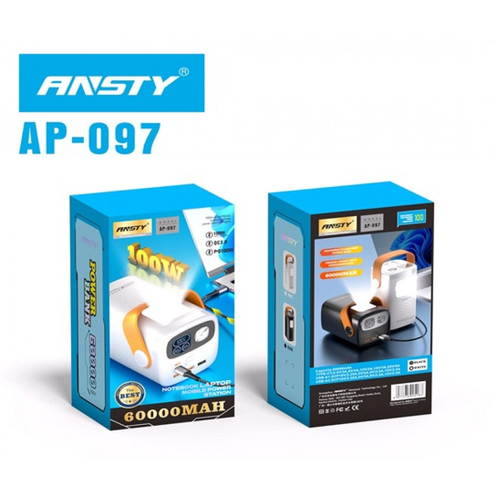 Power Bank 60000 mAh | 100W+22.5W PD — Ansty AP-097 — White