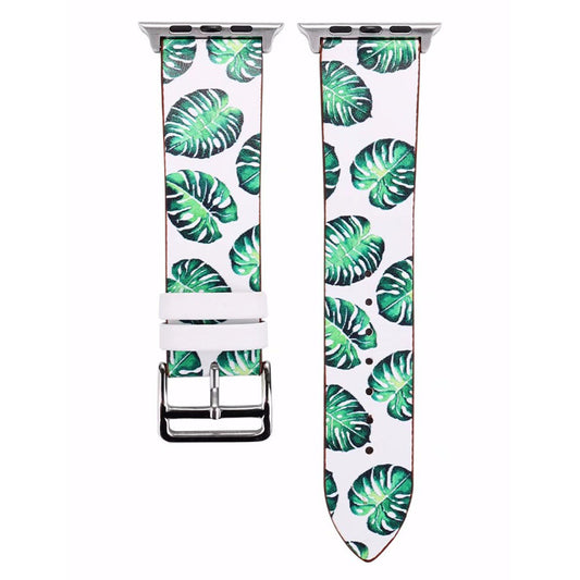 Reminets Leather Series Flower Pattern Apple Watch 38 mm 40 mm 41 mm – Fresh Leaves