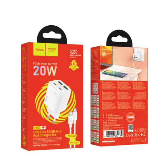 Home Charger | 20W | 2PD | 2U - Hoco N55 - White