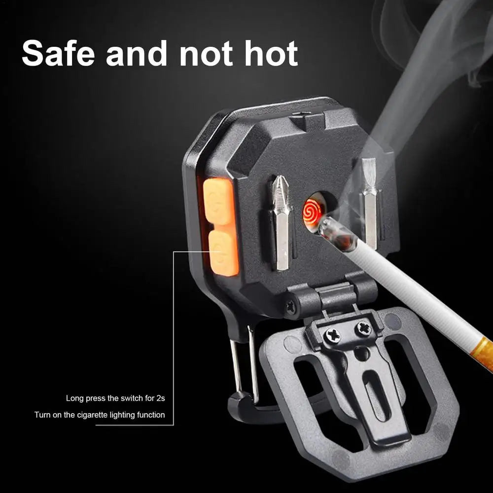 Rechargeable LED flashlight LL-201-COB Li-Ion battery, magnet, carabiner, cigarette lighter, screwdriver, Type-C