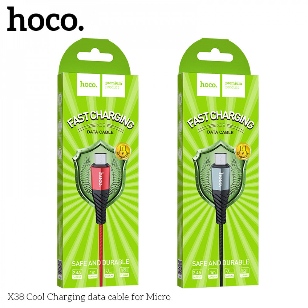 Micro 2.4A Cable (1m) — Hoco X38 — Black