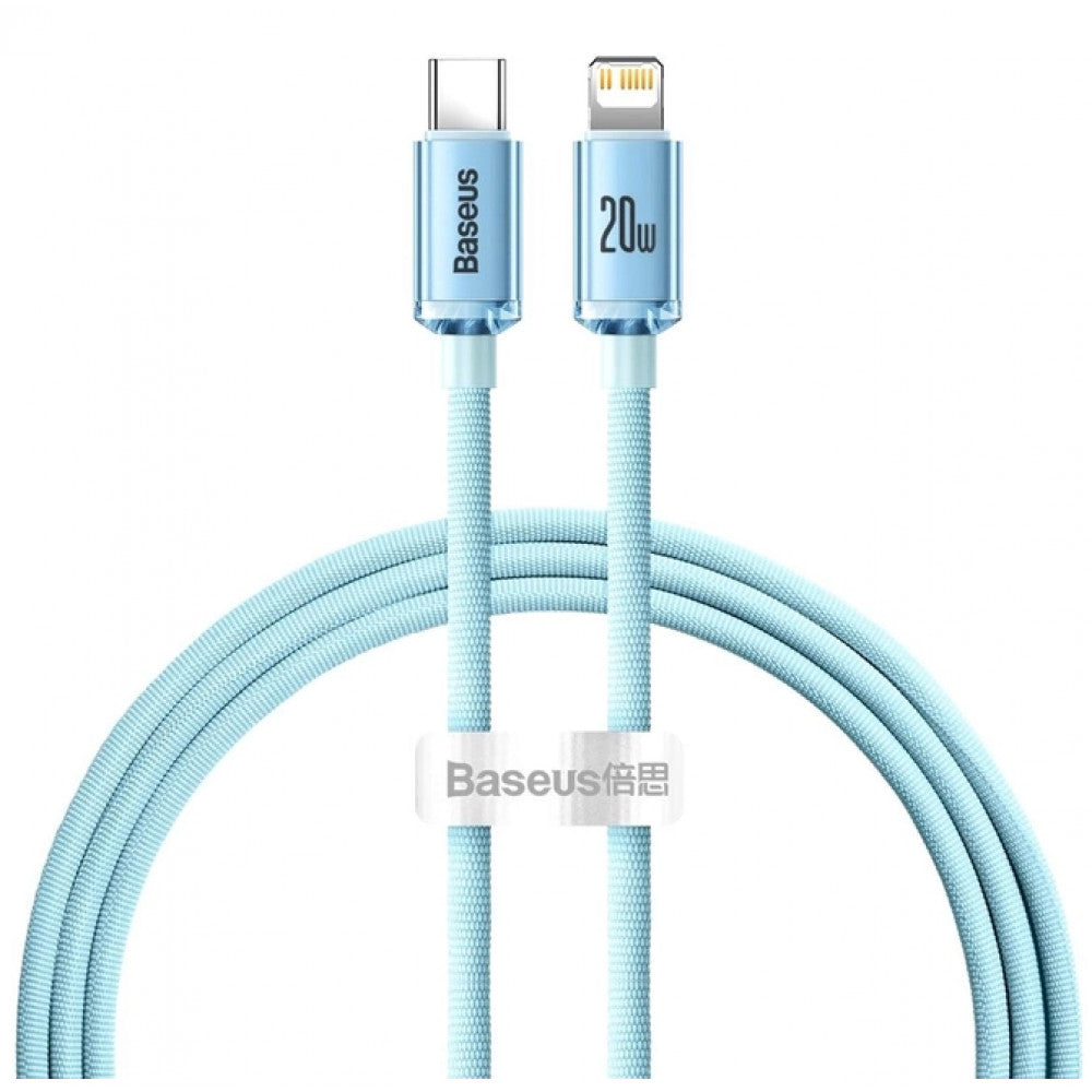 Кабель USB C to Lightning 20W (1.2m) Baseus (CAJY0013) Crystal Shine Series — CAJY001303 Sky Blue