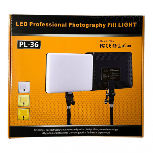 Video light lamp LED PL-36 36x25 cm 448 Lights 2700K-6500K Remote Adapter Inside