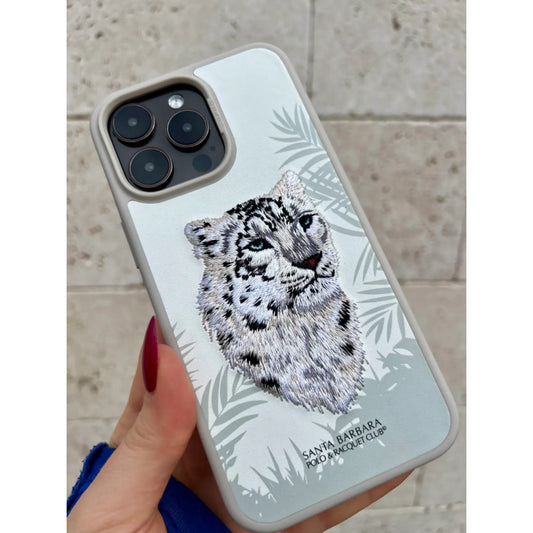 Polo Savanna Leather Case – iPhone 15 Pro Max – Snow Leopard-Grey