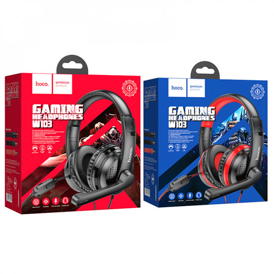 Gaming Headset 3.5mm & USB – Hoco W103 – Black