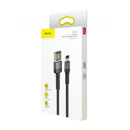 Lightning cable 2.4A (1m) – Baseus (CALKLF-GG1) Cafule Series (special edition) – CALKLF-GG1 Gray + Black