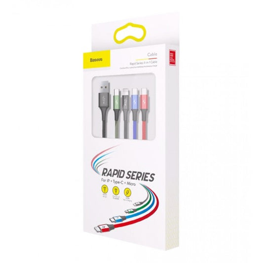 Cable 4 in 1 (2L, M, C) 3.5A (1.2m) Baseus (CA1T4-A01) Rapid Series Black - CA1T4-A01 Black